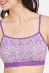 Rosaline Double Layered Full Coverage Non Wired Bralette - Marble Purple — thumbnail 4